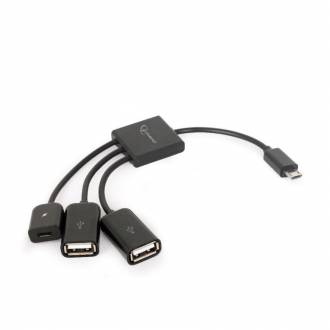 GEMBIRD MINI HUB ADAPTADOR OTG + ALIMENTACION + 2 USB