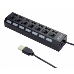 GEMBIRD HUB USB 2.0 - 7 PUERTOS CON ALIMENTADOR NEGRO