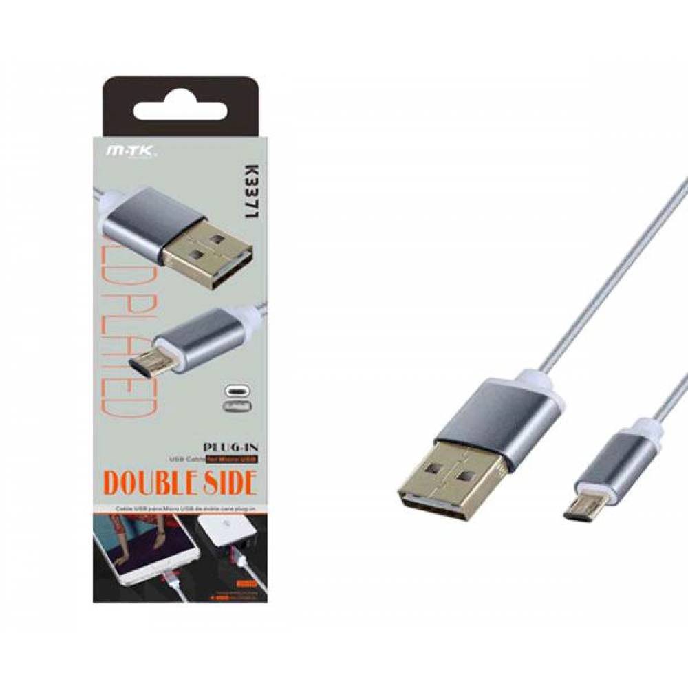 CABLE USB 2.0 TIPO A-B USB MACHO ---> MICRO USB MACHO DE 1M REVERSIBLE GRIS K3371