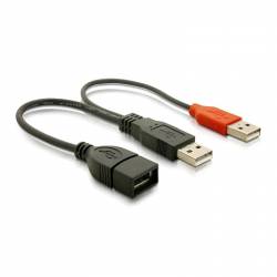 CABLE USB 2.0 + ALIMENTACION TIPO A MACHO + ALIMENTACION TIPO A HEMBRA 15 CM