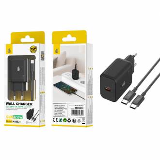 CARGADOR TYPE C 30W NEGRO NA0531 CON CABLE
