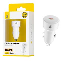 ADAPTADOR CARGADOR USB TYPE C MECHERO DE COCHE 40W BLANCO NA0621