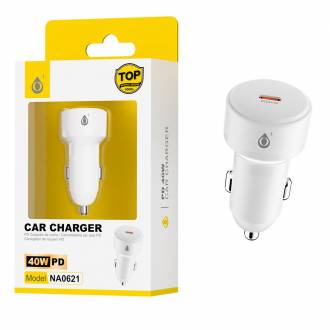 ADAPTADOR CARGADOR USB TYPE C MECHERO DE COCHE 40W BLANCO NA0621