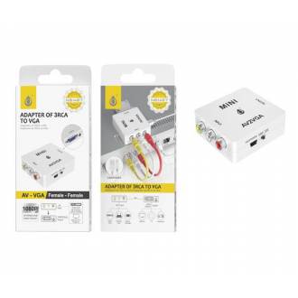 ADAPTADOR VIDEO RCA A VGA NB1467 / 3XRCA HEMBRA / 720P-1080P / ALIMENTACION MICRO USB / 5V 1A