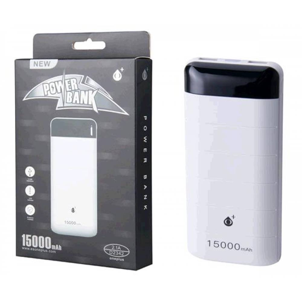 POWER BANK D2342 15000MAH 2*USB 1A BLANCO ONE+