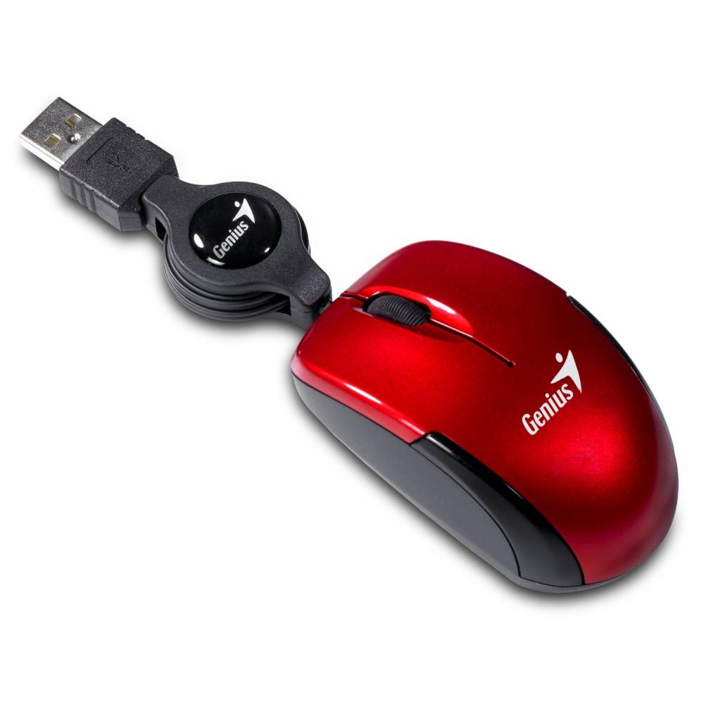 RATON GENIUS MICRO TRAVELER ROJO CABLE RETRACTIL