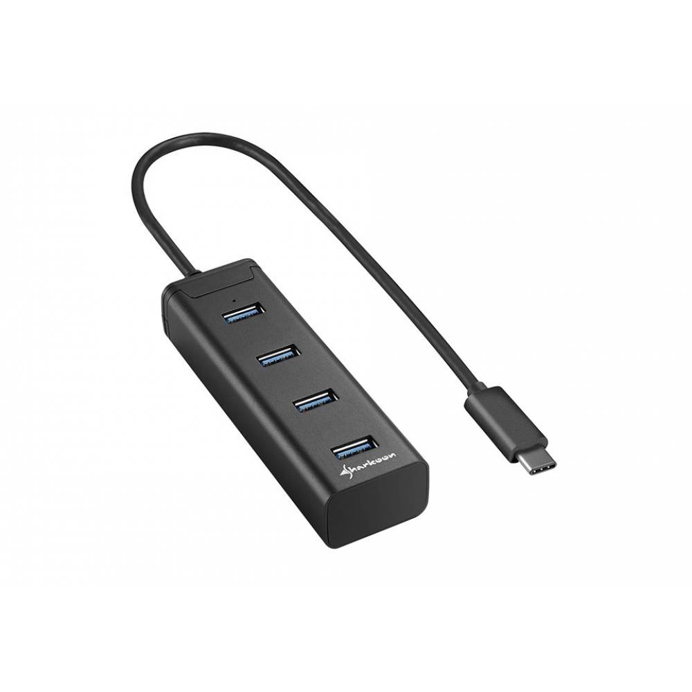 HUB USB SHARKOON 4X3.0 ALUMINIO NEGRO TIPO C