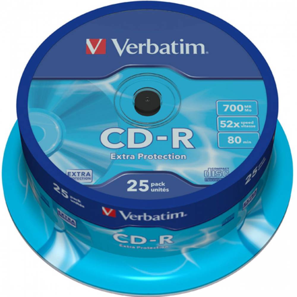 VERBATIM CD ROM CD-R 700MB 52X 80MIN TARRINA 25 UDS