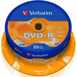 VERBATIM DVD ROM DVD-R 4.7GB 16X TARRINA 25 UDS / PRECIO UNITARIO