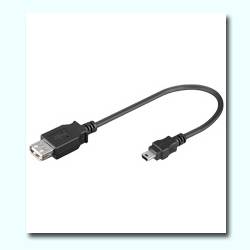 CABLE ADAPTADOR USB A HEMBRA ---> MINI USB B 5PIN MACHO 20 CM.