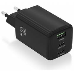 CARGADOR AISENS GAN 65W PD3.0 1*USB-C 20W + 1*USB-C 65W + 1*USB-A NEGRO
