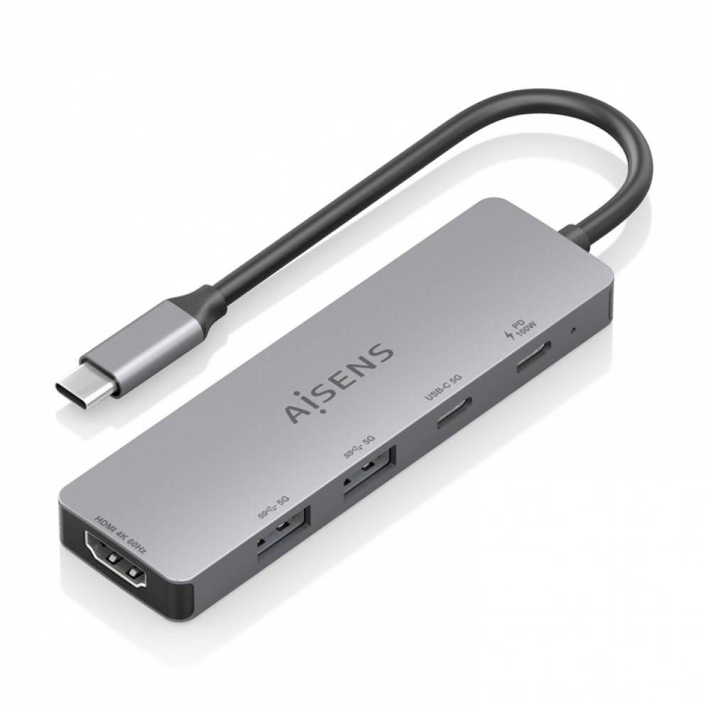 USB-C DOCK AISENS 5 EN 1 HDMI 2XUSB-A USB-C USB-C PD GRIS 15
