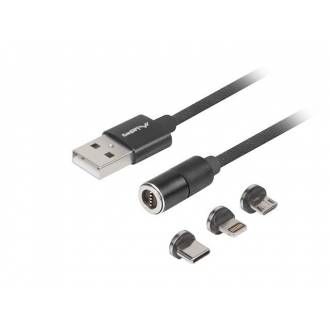 GEMBIRD CABLE USB 2.0 A MICRO / LIGHTNING / TYPE C MAGNETICO QUICK CHARGE 3.0 NEGRO
