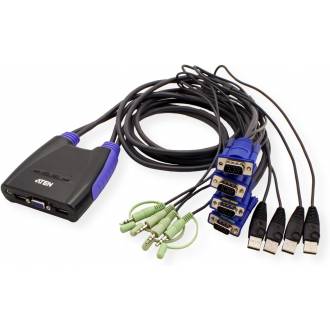 ATEN CONMUTADOR KVM COMPACTO 4 PUERTOS VGA USB + AUDIO + CABLES