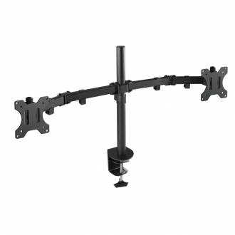 Soporte de Mesa Giratorio e Inclinable para 2 Pantallas (Monitor / TV Plasma / LCD / LED) 13” – 32”, de Dos Brazos, Negro