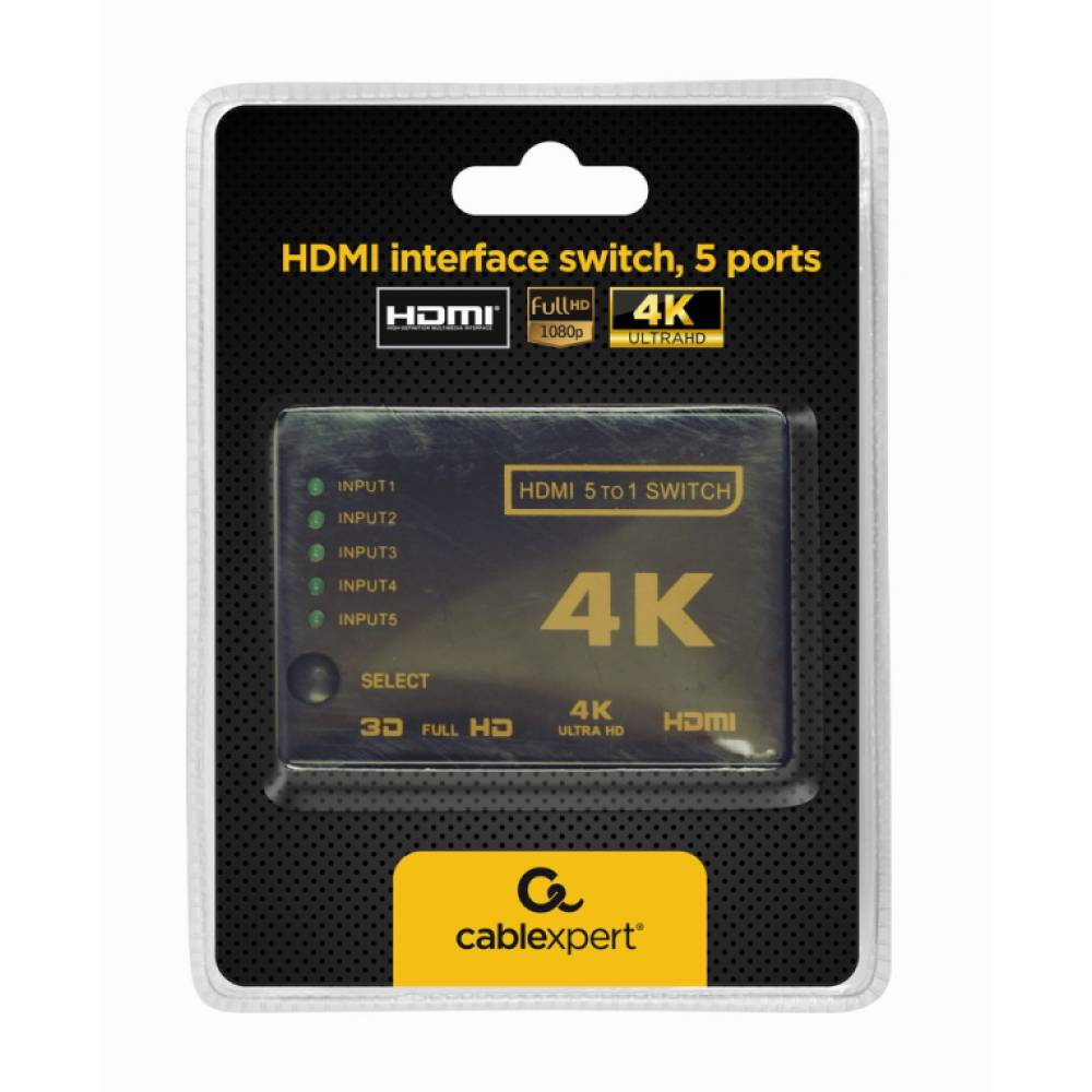GEMBIRD SWITCH HDMI 5X1 / 4K / SOPORTE 3D / HDCP 1.4 / MANDO A DISTANCIA