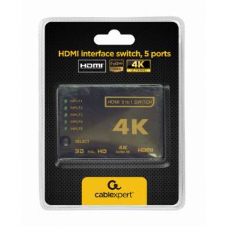 GEMBIRD SWITCH HDMI 5X1 / 4K / SOPORTE 3D / HDCP 1.4 / MANDO A DISTANCIA