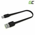 GREENCELL CABLE DATOS Y CARGA RAPIDA QC USB A TYPE C 0.25M