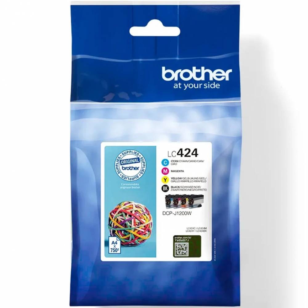 BROTHER CARTUCHO LC424 RAINBOW CYAN MAGENTA AMARILLO NEGRO DCPJ1200W 750 PAGINAS