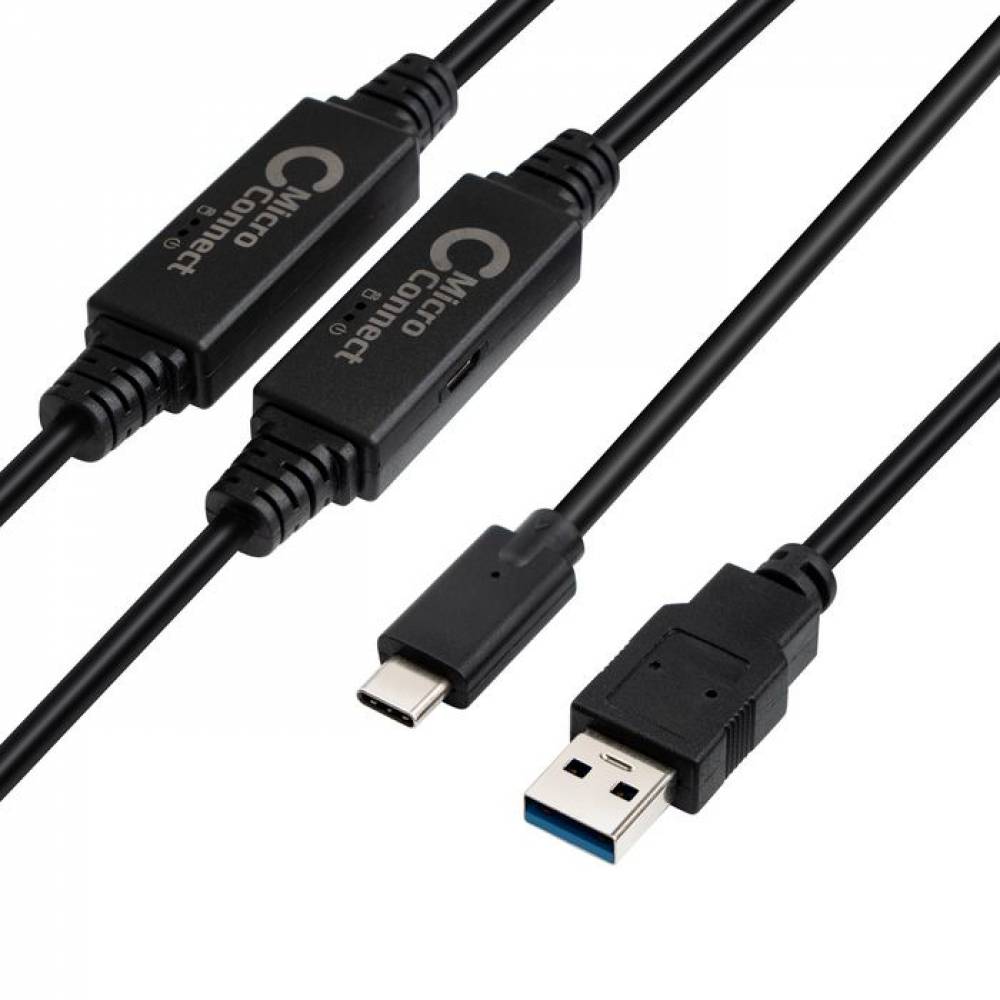 CABLE USB A MACHO A USB TIPO C MACHO AUTOAMPLIFICADO - 10 Mts.