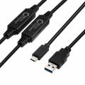 CABLE USB A MACHO A USB TIPO C MACHO AUTOAMPLIFICADO - 10 Mts.